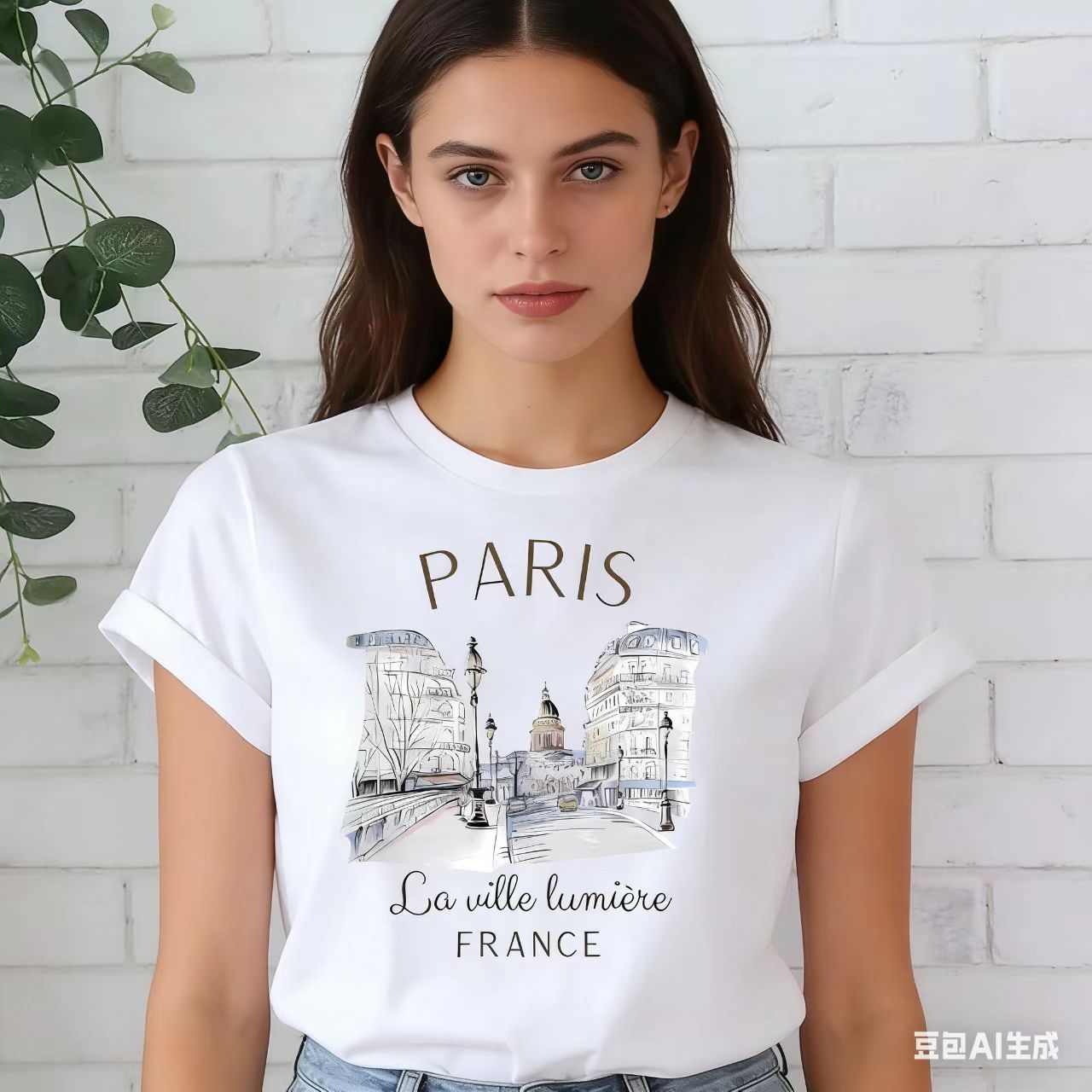 Summer Clothing In Paris - Camiseta blanca con estampado de arquitectura