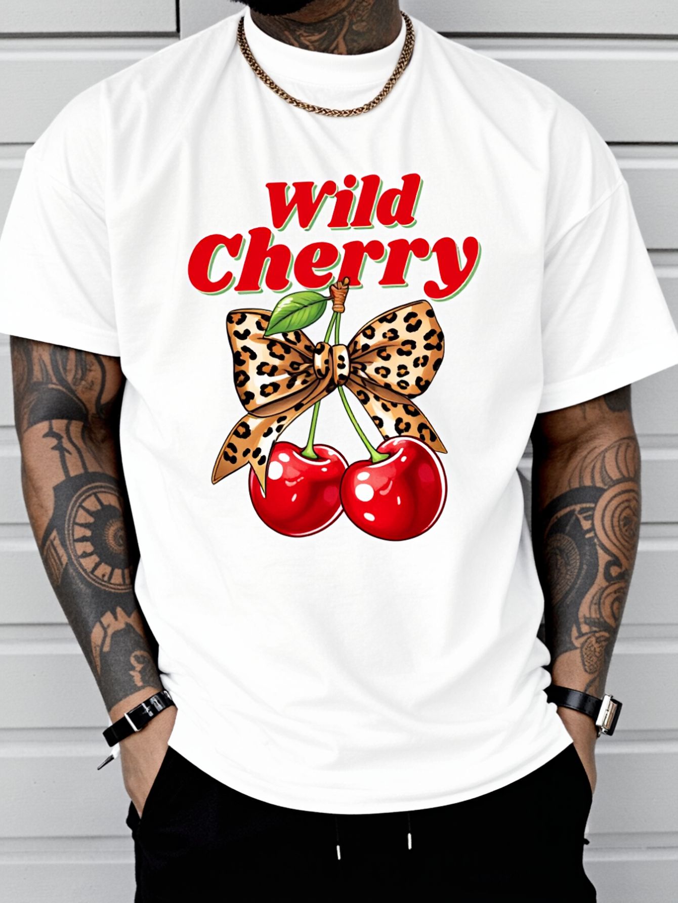 Summer Clothing Vibes - Camiseta con estampado Cherry Lover Leopard