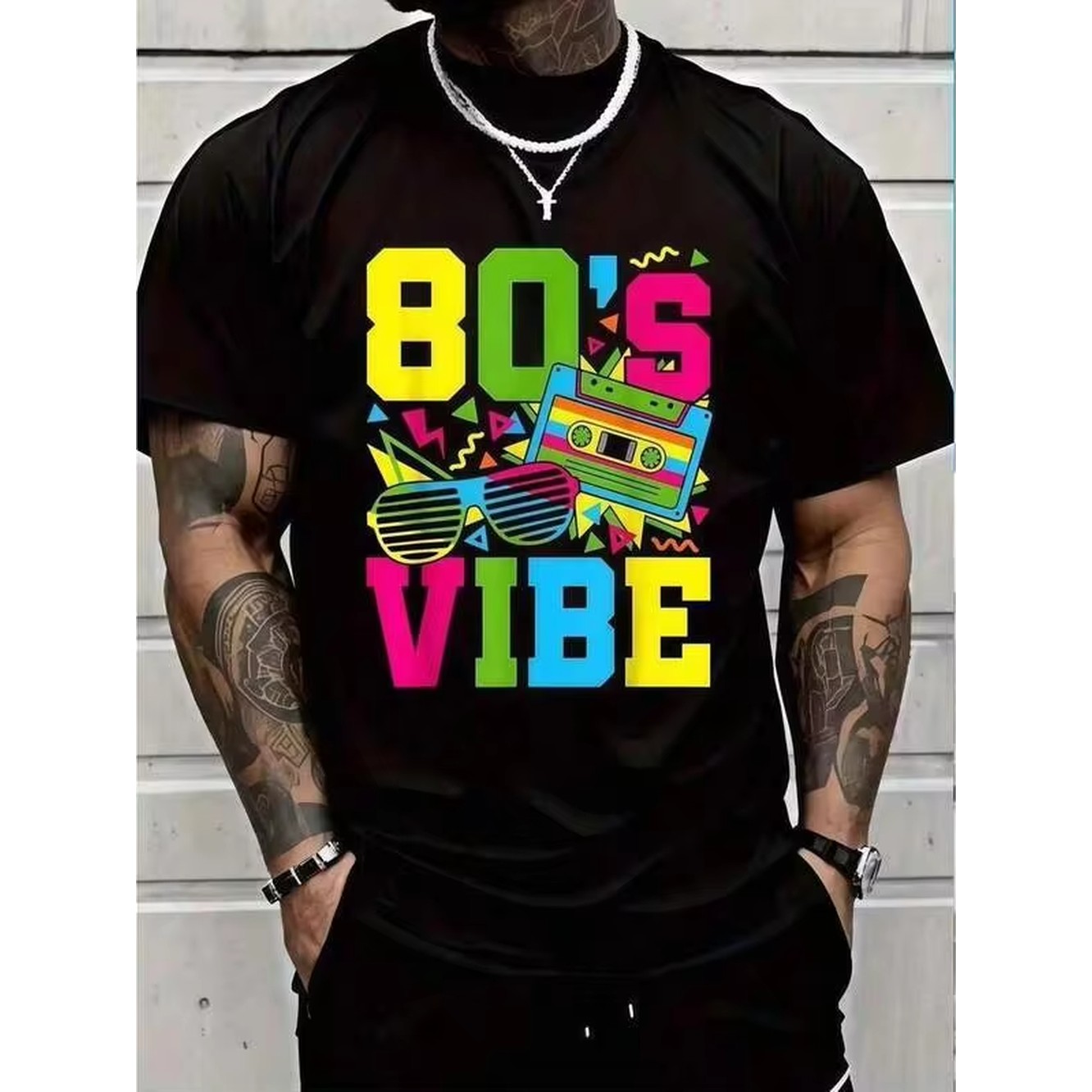 Summer Clothing Vibes - 1 camiseta negra con estampado Retro