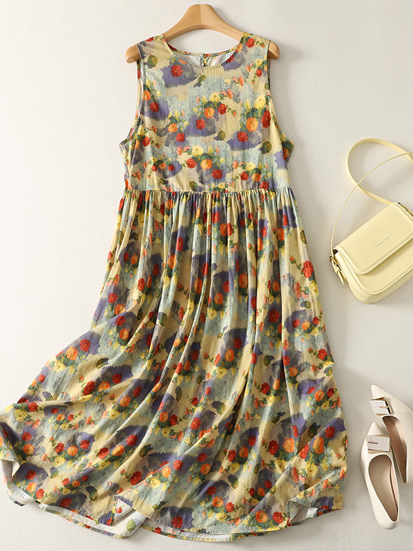Summer Clothing Vibes - Vestido largo holgado con estampado floral