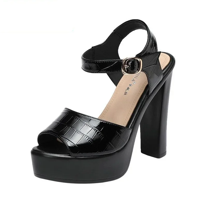Summer Holiday Clothing Women - Sandalias de cuero genuino de 10cm